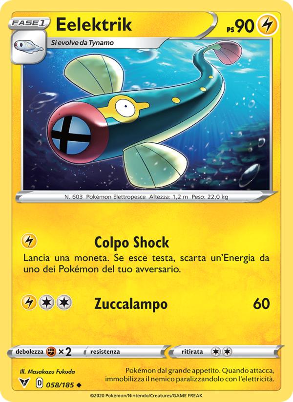 Eelektrik 058/203 — Voltaggio Sfolgorante (Italian Pokémon TCG card)