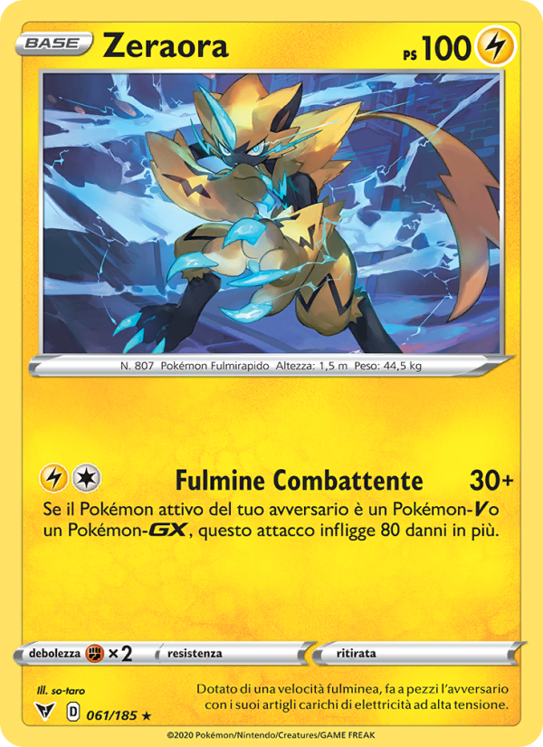 Zeraora 061/203 — Voltaggio Sfolgorante (Italian Pokémon TCG card)