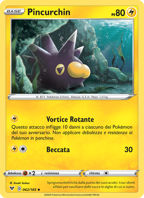 Pincurchin 062/203 — Voltaggio Sfolgorante (Italian Pokémon TCG card)