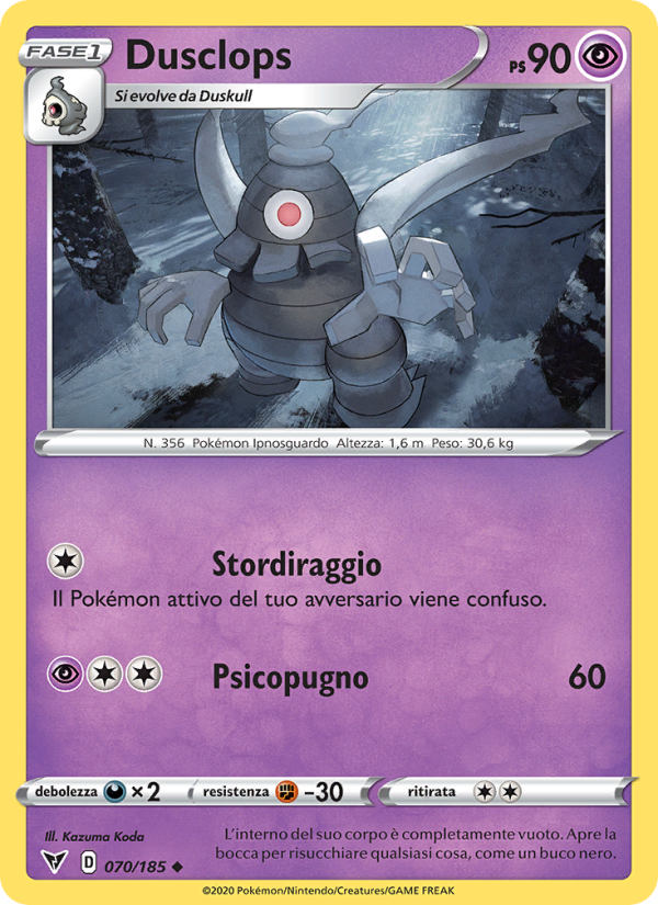 Dusclops 070/203 — Voltaggio Sfolgorante (Italian Pokémon TCG card)