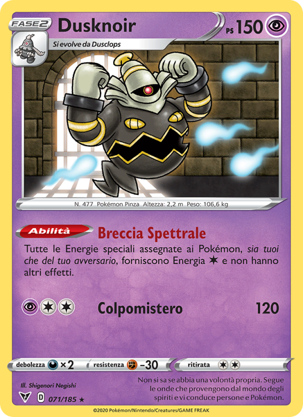 Dusknoir 071/203 — Voltaggio Sfolgorante (Italian Pokémon TCG card)