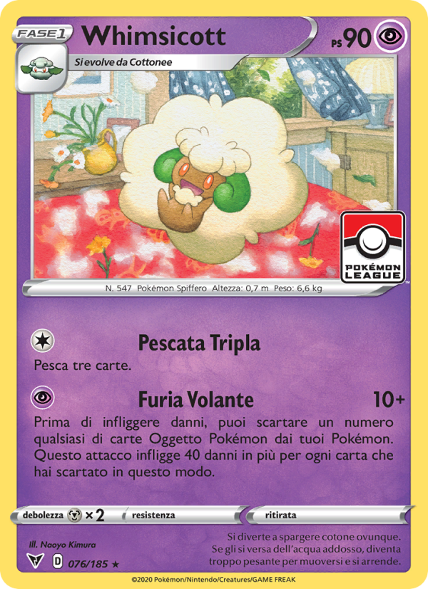 Whimsicott 076/203 — Voltaggio Sfolgorante (Italian Pokémon TCG card)