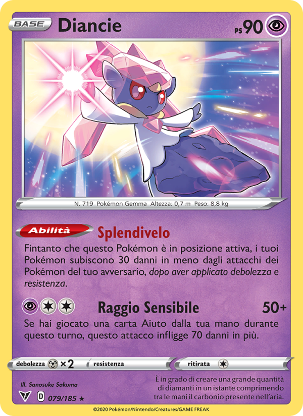 Diancie 079/203 — Voltaggio Sfolgorante (Italian Pokémon TCG card)