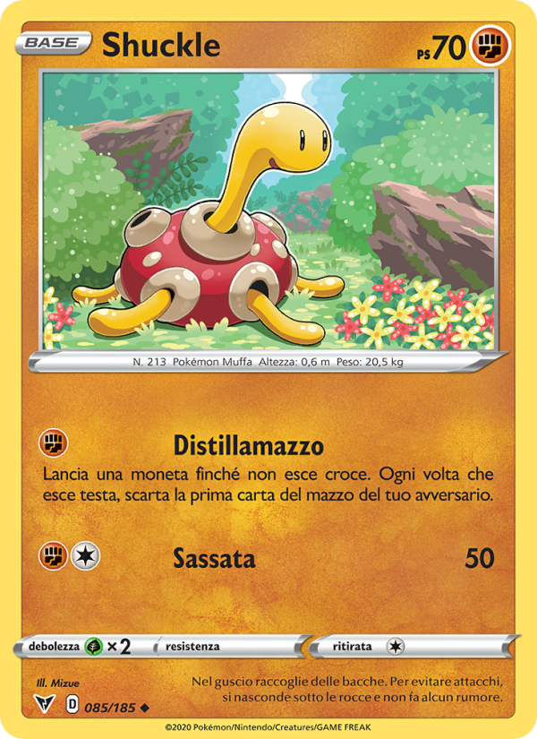 Shuckle 085/203 — Voltaggio Sfolgorante (Italian Pokémon TCG card)