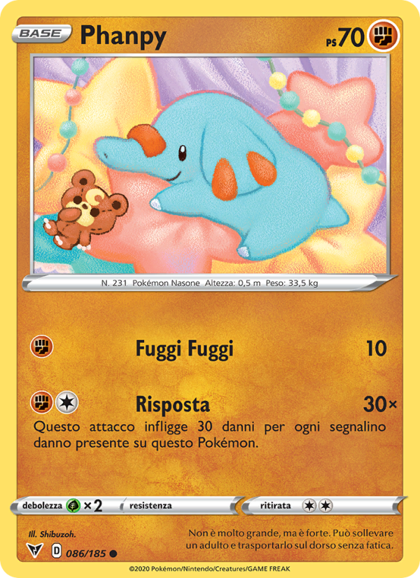 Phanpy 086/203 — Voltaggio Sfolgorante (Italian Pokémon TCG card)