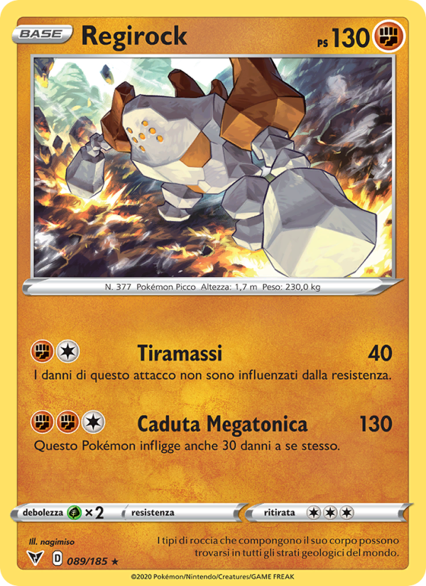 Regirock 089/203 — Voltaggio Sfolgorante (Italian Pokémon TCG card)