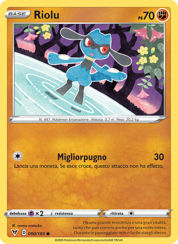 Riolu 090/203 — Voltaggio Sfolgorante (Italian Pokémon TCG card)