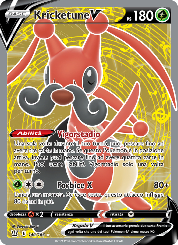 Kricketune V 142/183 — Battle Styles (Italian Pokémon TCG card)