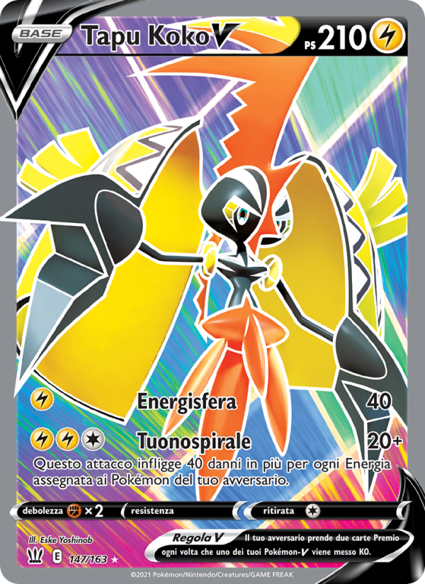 Tapu Koko V 147/183 — Stili di Lotta (Italian Pokémon TCG card)