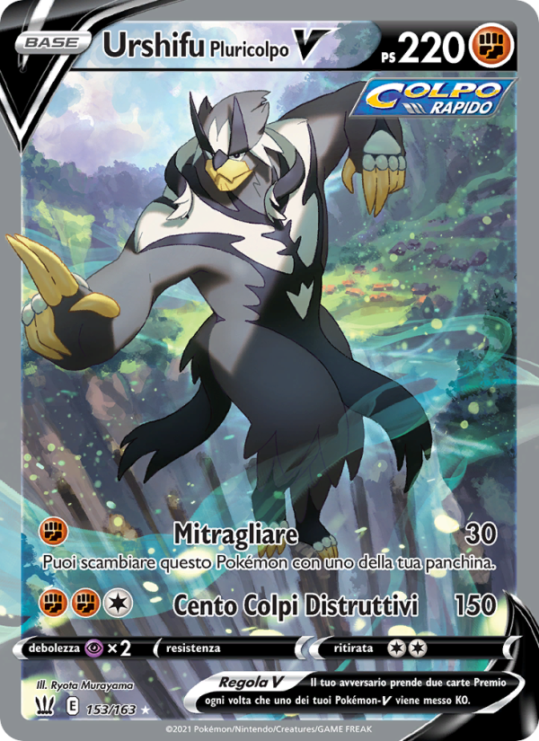 Urshifu Pluricolpo V 153/183 — Stili di Lotta (Italian Pokémon TCG card)