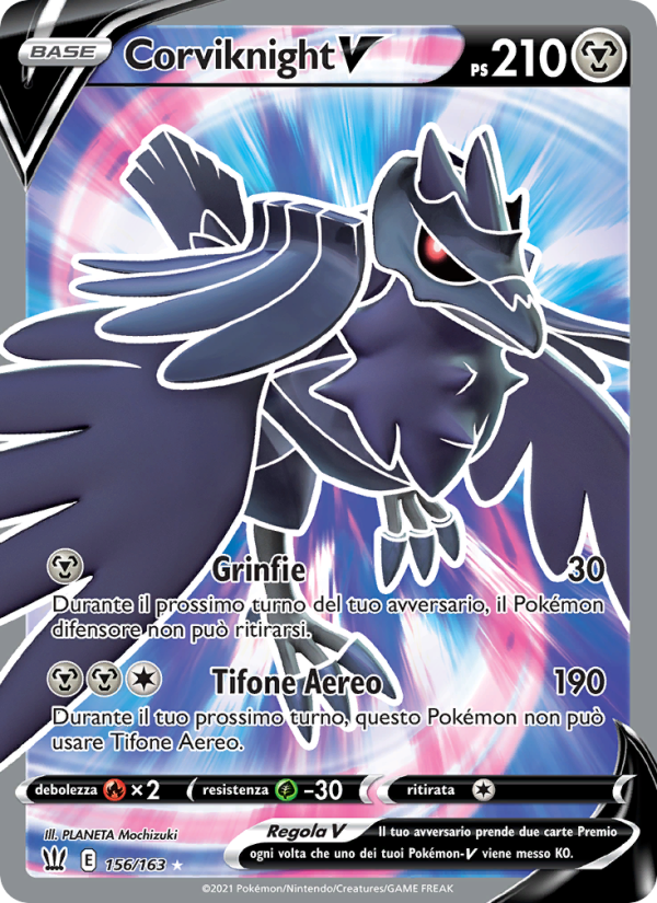 Corviknight V 156/183 — Stili di Lotta (Italian Pokémon TCG card)