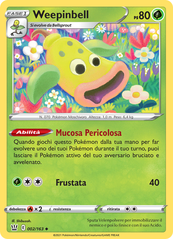 Weepinbell 002/183 — Battle Styles (Italian Pokémon TCG card)
