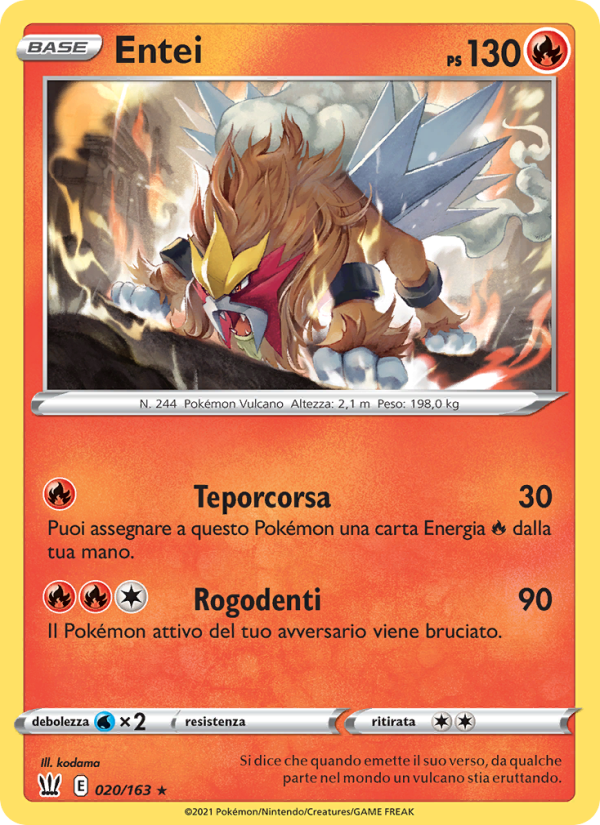 Entei 020/183 — Battle Styles (Italian Pokémon TCG card)