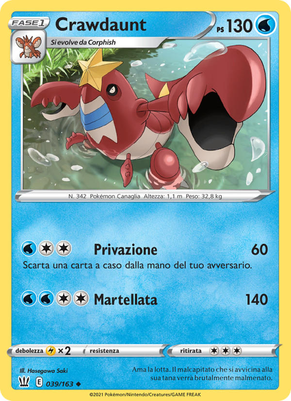 Crawdaunt 039/183 — Stili di Lotta (Italian Pokémon TCG card)
