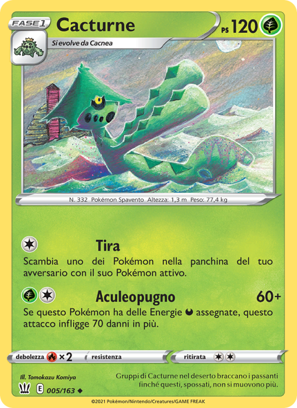 Cacturne 005/183 — Stili di Lotta (Italian Pokémon TCG card)