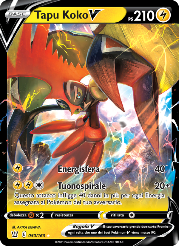 Tapu Koko V 050/183 — Stili di Lotta (Italian Pokémon TCG card)