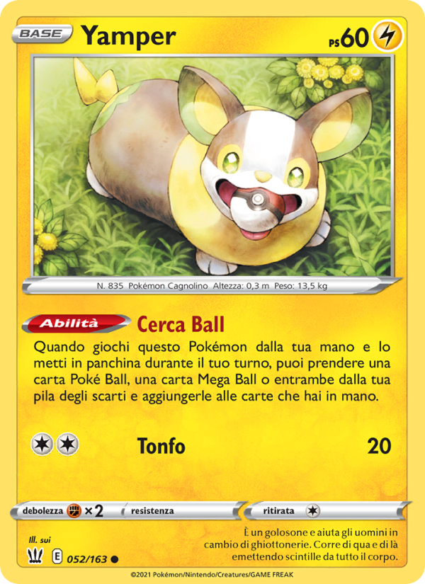 Yamper 052/183 — Stili di Lotta (Italian Pokémon TCG card)