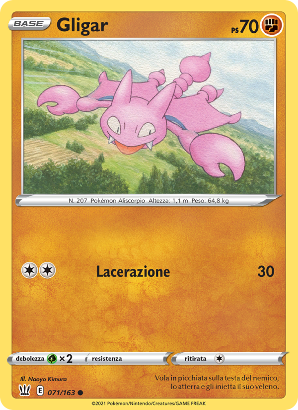 Gligar 071/183 — Battle Styles (Italian Pokémon TCG card)