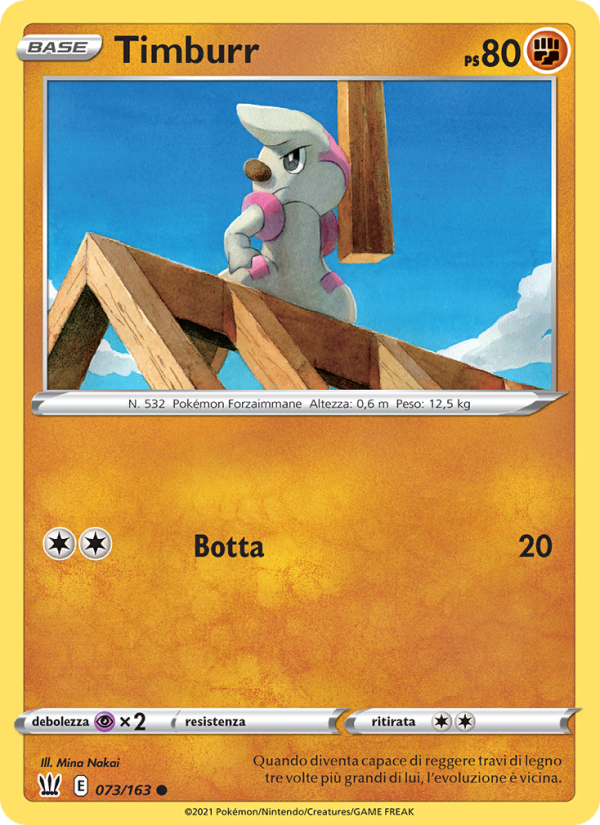 Timburr 073/183 — Stili di Lotta (Italian Pokémon TCG card)