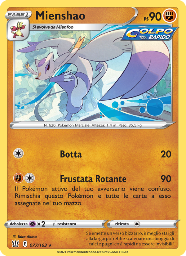 Mienshao 077/183 — Stili di Lotta (Italian Pokémon TCG card)
