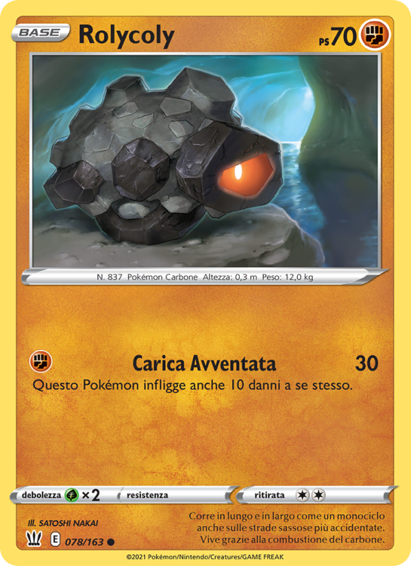 Rolycoly 078/183 — Stili di Lotta (Italian Pokémon TCG card)