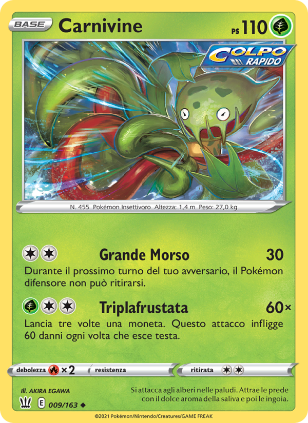 Carnivine 009/183 — Stili di Lotta (Italian Pokémon TCG card)