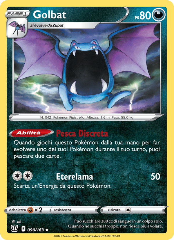 Golbat 090/183 — Battle Styles (Italian Pokémon TCG card)