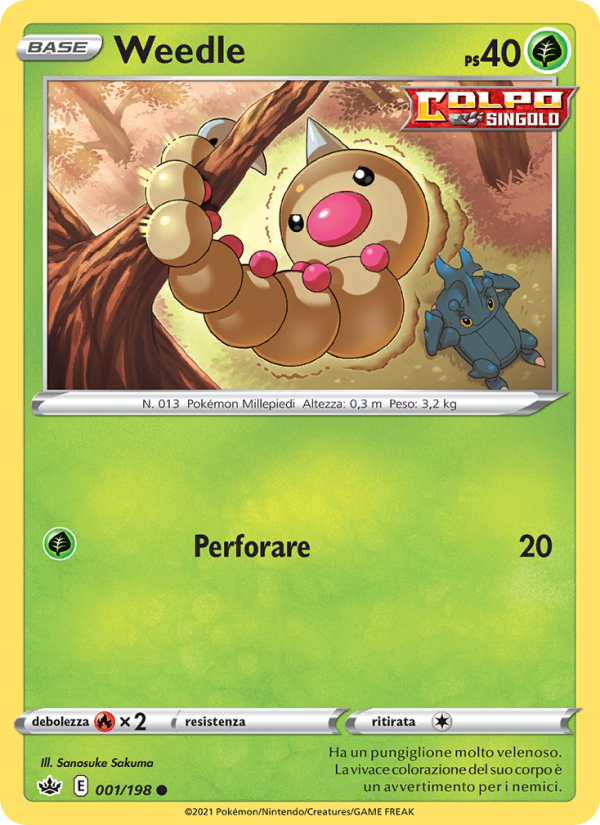 Weedle 001/233 — Chilling Reign (Italian Pokémon TCG card)