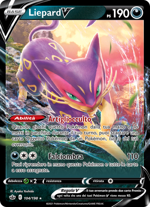 Liepard V 104/233 — Regno Glaciale (Italian Pokémon TCG card)