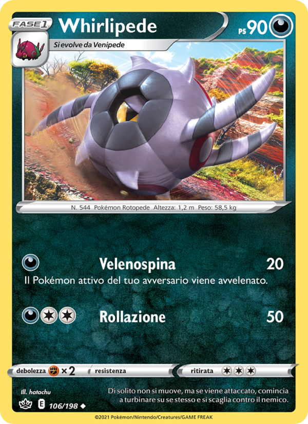 Whirlipede 106/233 — Regno Glaciale (Italian Pokémon TCG card)