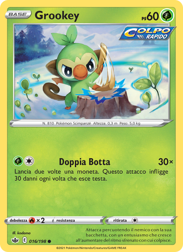 Grookey 016/233 — Regno Glaciale (Italian Pokémon TCG card)