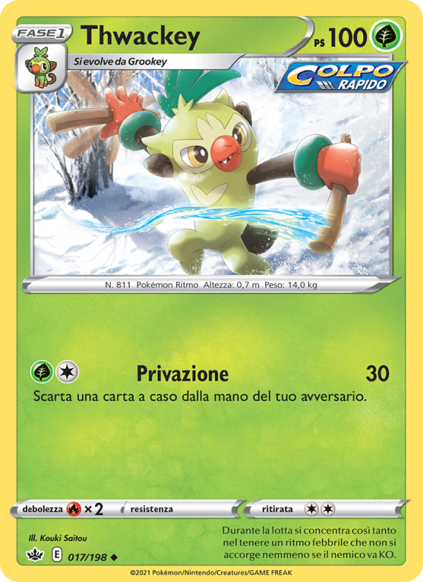 Thwackey 017/233 — Regno Glaciale (Italian Pokémon TCG card)