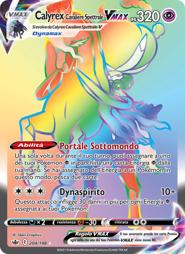 Calyrex Cavaliere Spettrale VMAX 204/233 — Regno Glaciale (Italian Pokémon TCG card)
