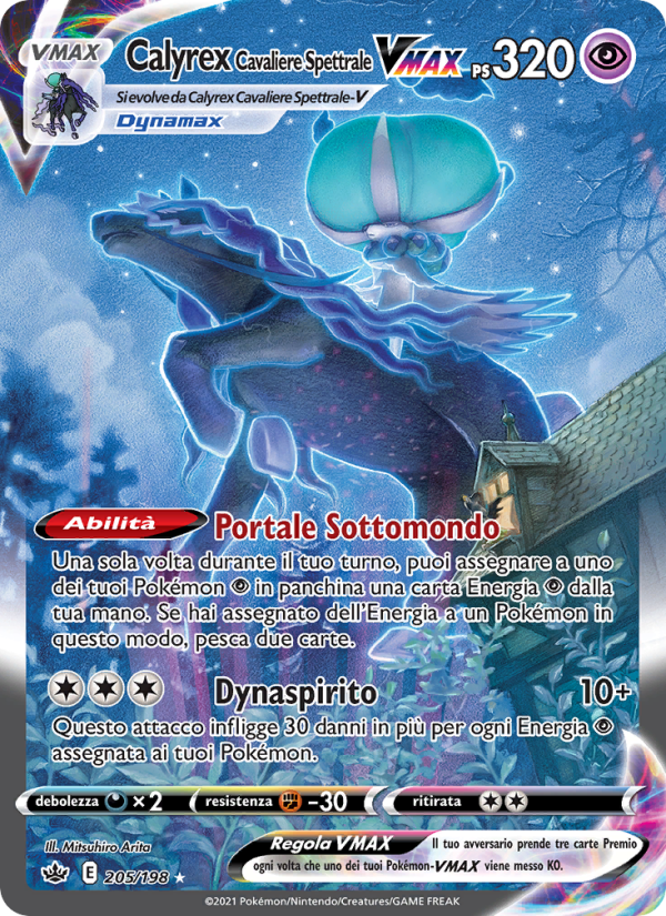 Calyrex Cavaliere Spettrale VMAX 205/233 — Regno Glaciale (Italian Pokémon TCG card)