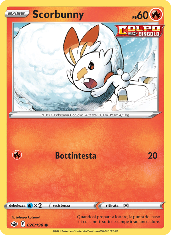 Scorbunny 026/233 — Regno Glaciale (Italian Pokémon TCG card)
