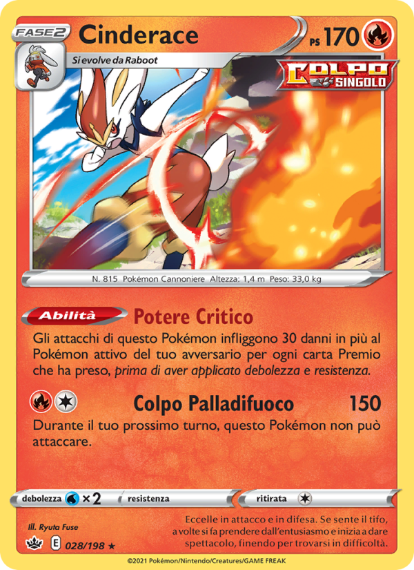 Cinderace 028/233 — Regno Glaciale (Italian Pokémon TCG card)