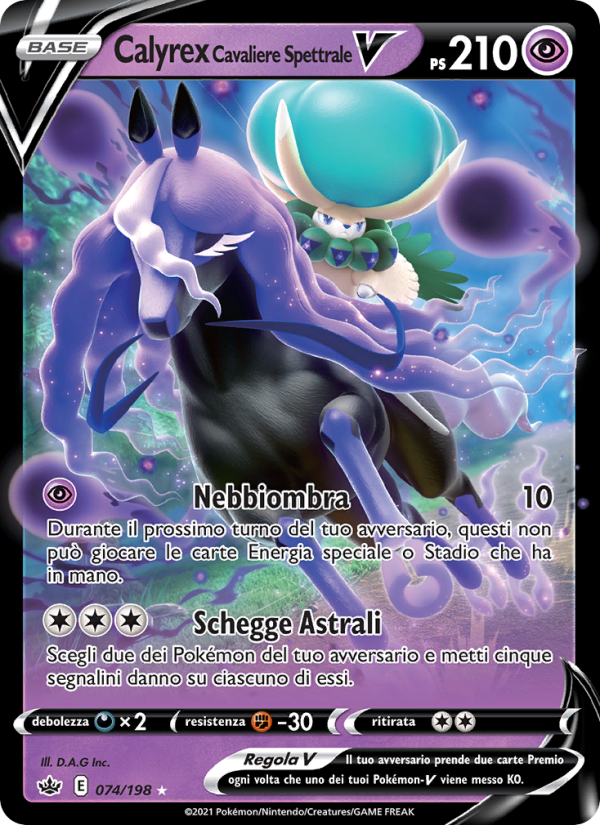 Calyrex Cavaliere Spettrale V 074/233 — Regno Glaciale (Italian Pokémon TCG card)