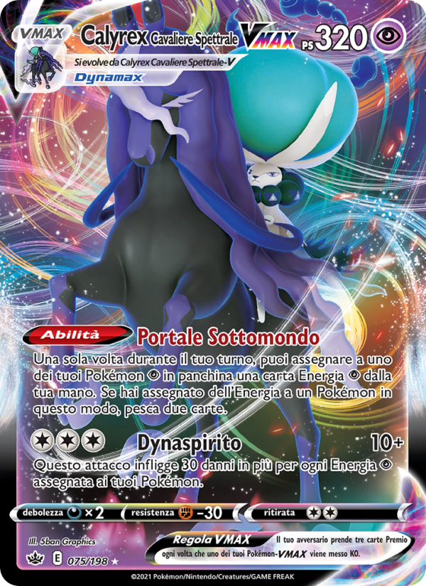 Calyrex Cavaliere Spettrale VMAX 075/233 — Regno Glaciale (Italian Pokémon TCG card)