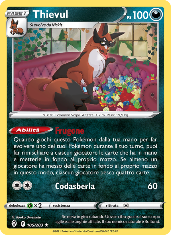 Thievul 105/237 — Evoluzioni Eteree (Italian Pokémon TCG card)