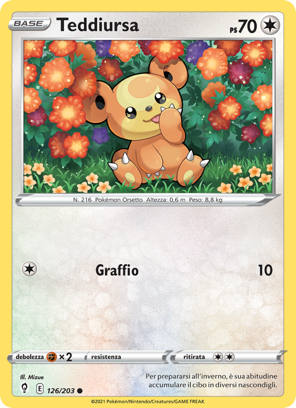 Teddiursa 126/237 — Evoluzioni Eteree (Italian Pokémon TCG card)