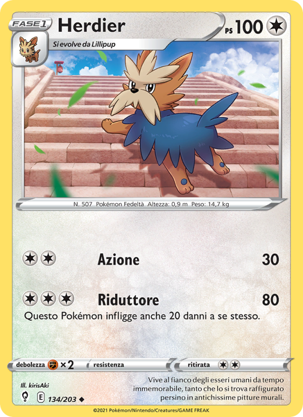 Herdier 134/237 — Evoluzioni Eteree (Italian Pokémon TCG card)