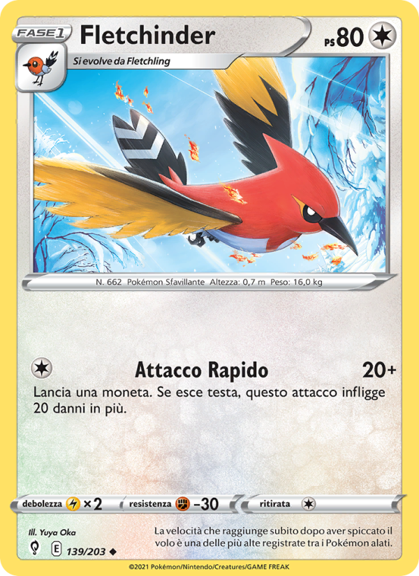 Fletchinder 139/237 — Evoluzioni Eteree (Italian Pokémon TCG card)
