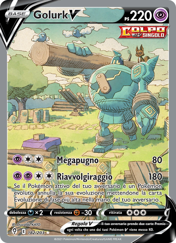 Golurk V 182/237 — Evoluzioni Eteree (Italian Pokémon TCG card)