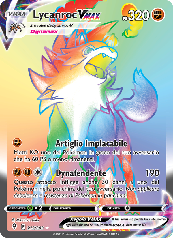 Lycanroc VMAX 213/237 — Evoluzioni Eteree (Italian Pokémon TCG card)