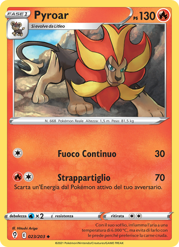 Pyroar 023/237 — Evoluzioni Eteree (Italian Pokémon TCG card)