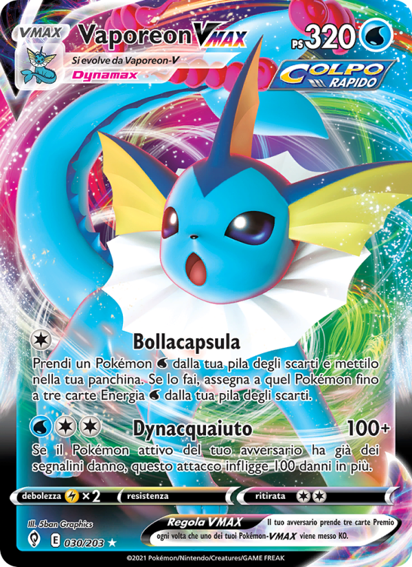 Vaporeon VMAX 030/237 — Evoluzioni Eteree (Italian Pokémon TCG card)