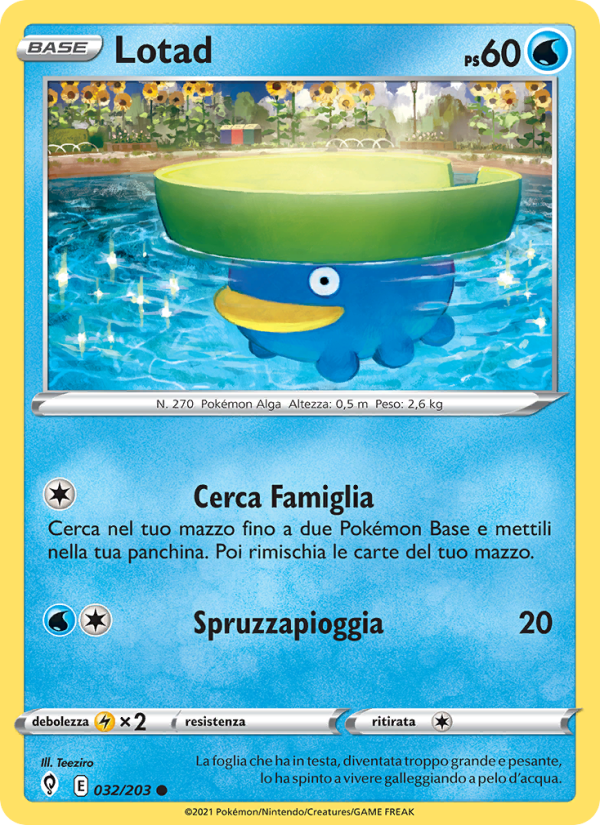 Lotad 032/237 — Evoluzioni Eteree (Italian Pokémon TCG card)