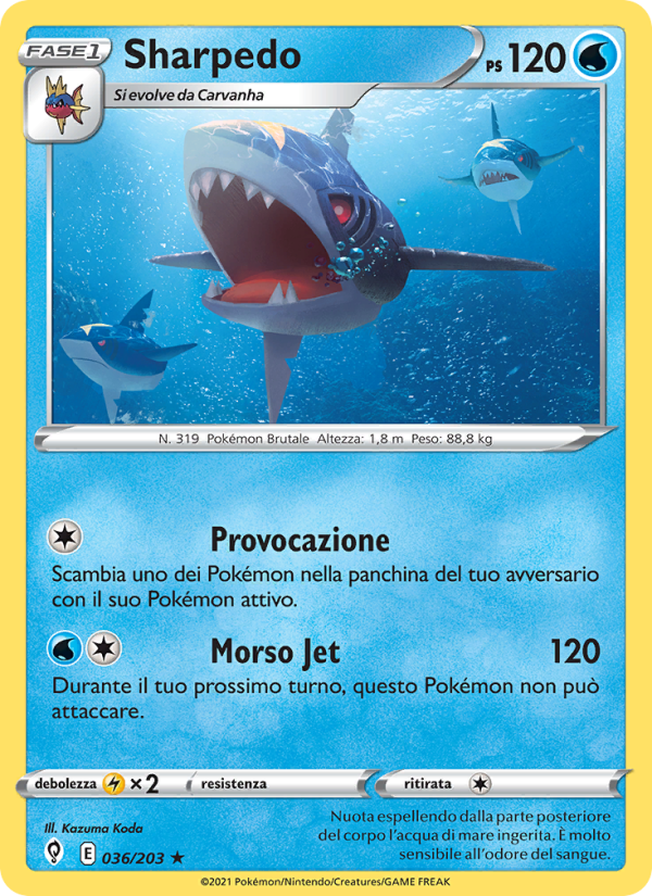 Sharpedo 036/237 — Evoluzioni Eteree (Italian Pokémon TCG card)