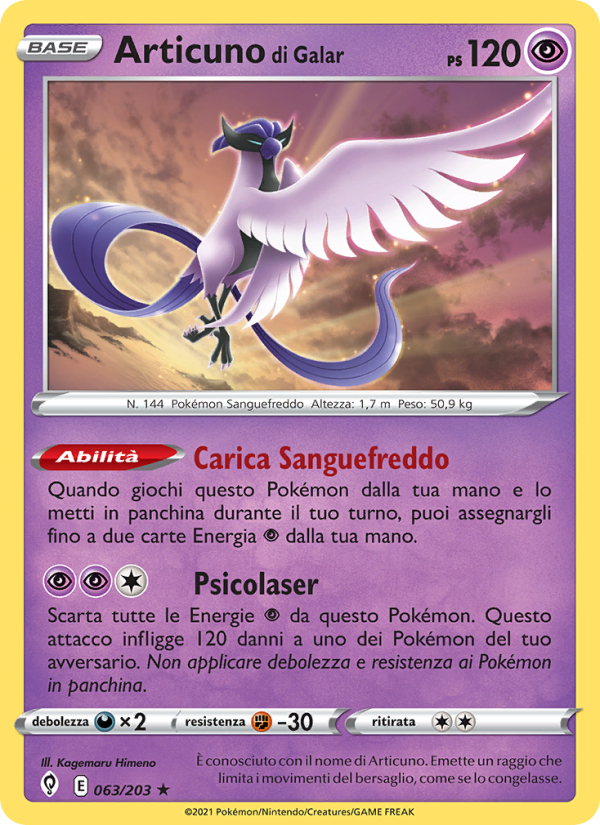 Articuno di Galar 063/237 — Evoluzioni Eteree (Italian Pokémon TCG card)