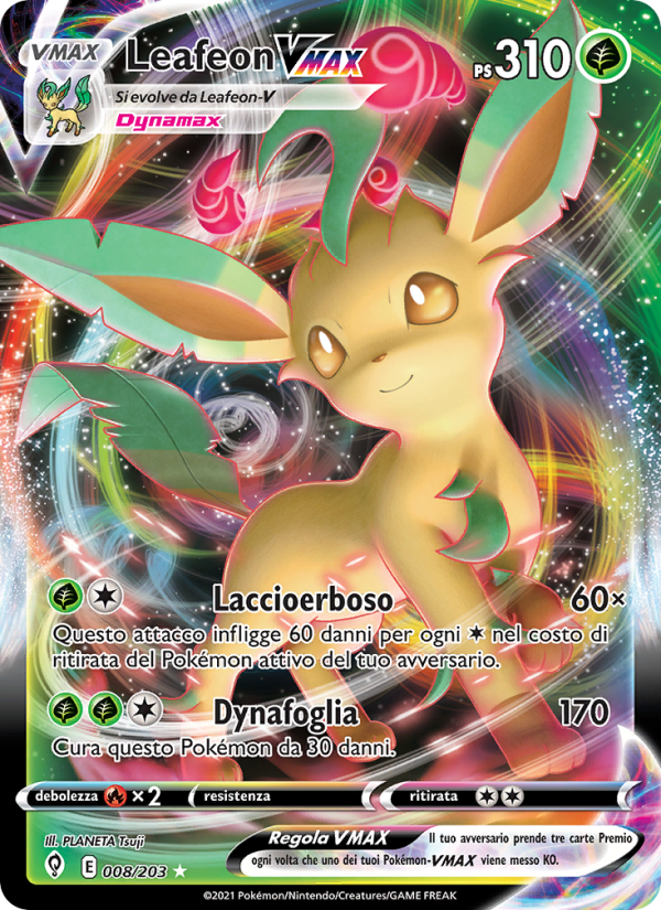 Leafeon VMAX 008/237 — Evoluzioni Eteree (Italian Pokémon TCG card)